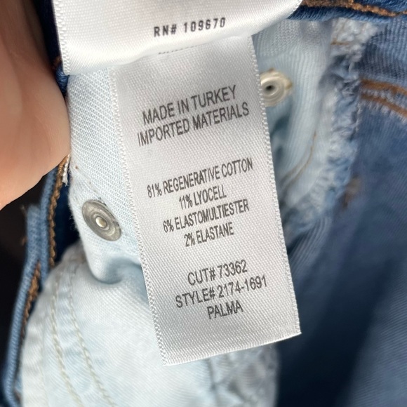 Citizens of Humanity Medium Wash Ambry Palma Straight Leg Jeans Raw Hem Cropped - Picture 14 of 15